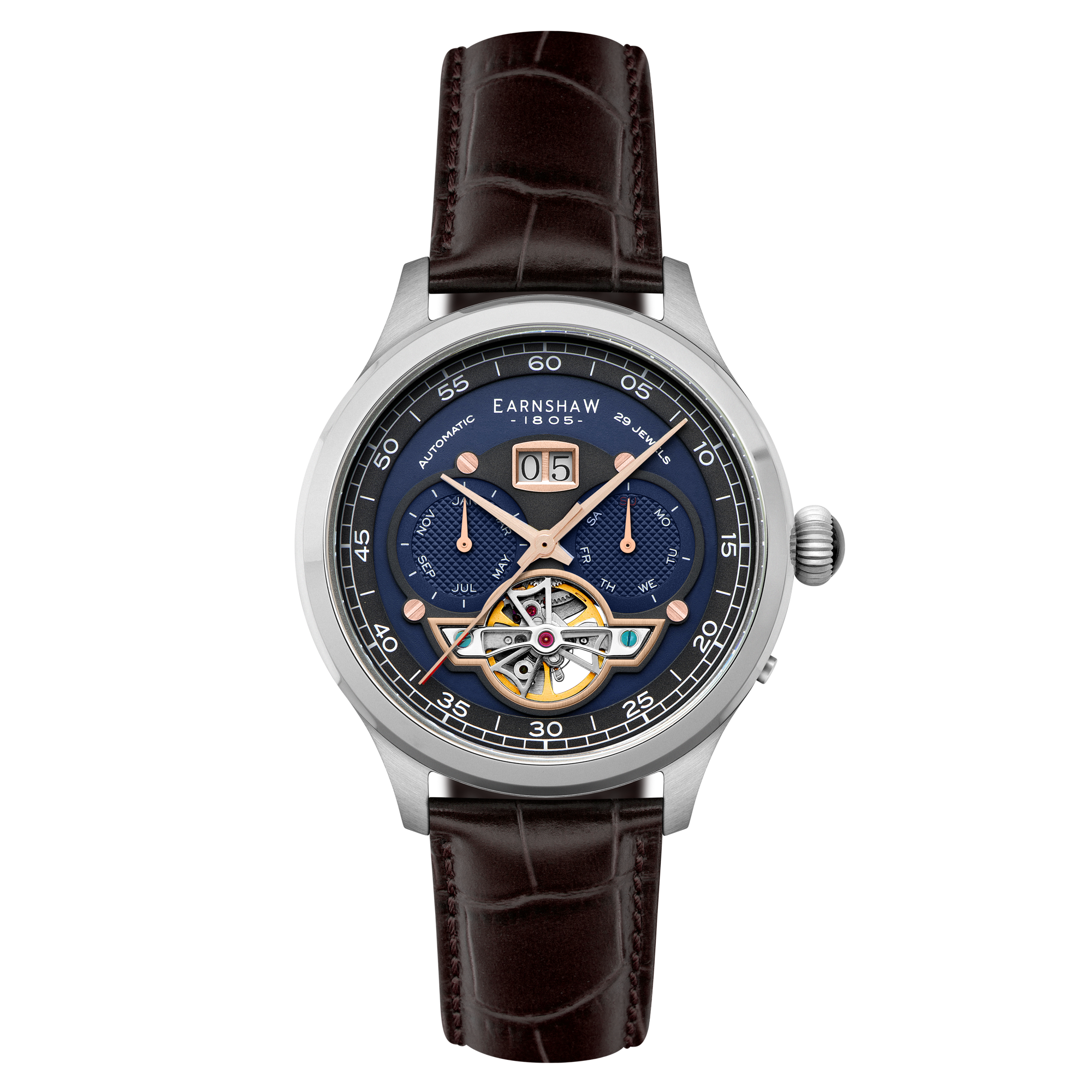 Crisply Blue | Baron Grand Date Calendar Open Heart Automatic Crisply Blue | Baron Grand Date Calendar Open Heart Automatic