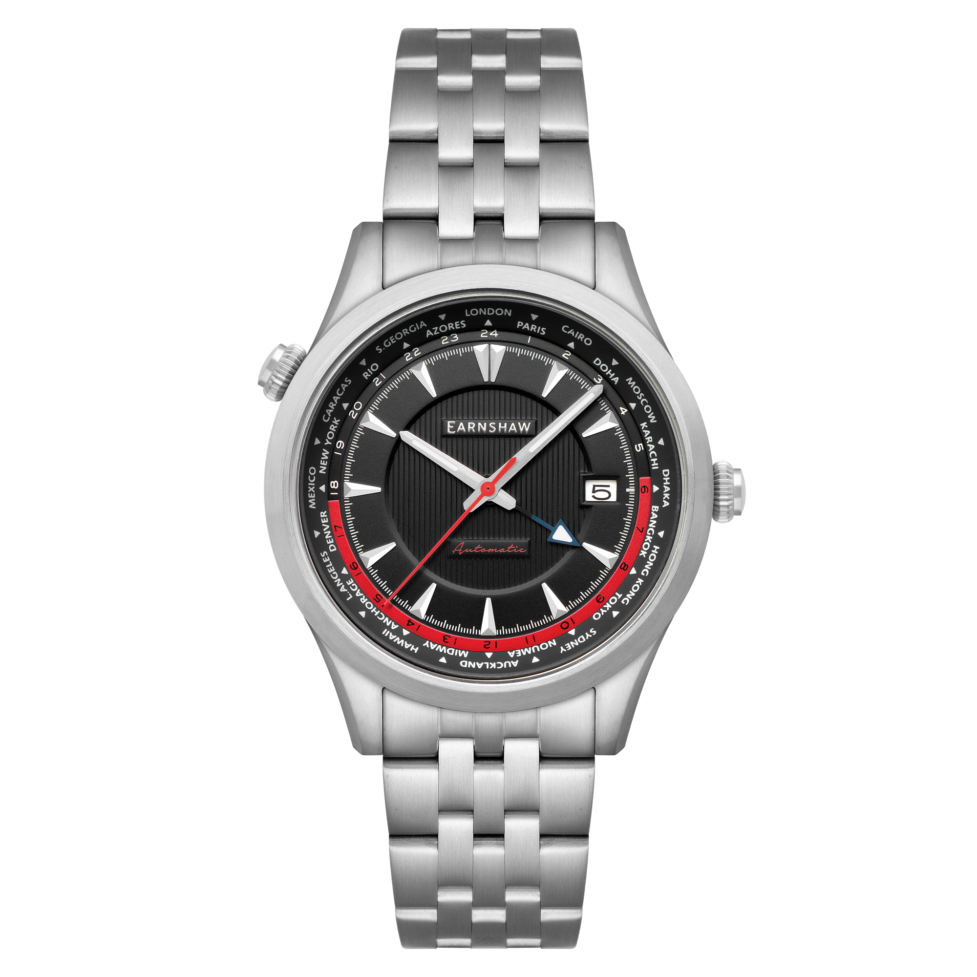 Timeless Black World Timer GMT Automatic – Thomas Earnshaw