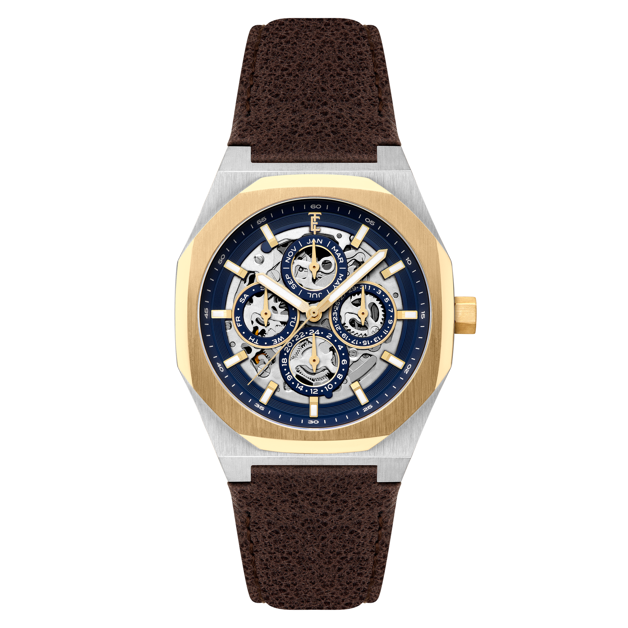 Steel Blue | Discovery Drake Triple Calendar Skeleton Automatic Steel Blue | Discovery Drake Triple Calendar Skeleton Automatic