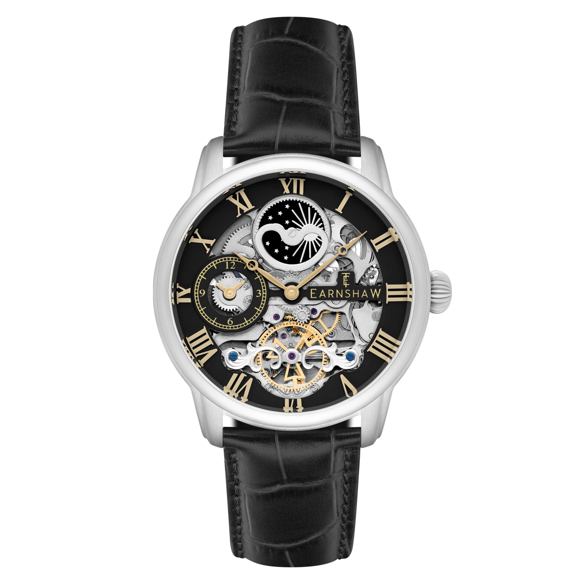 Thomas Earnhshaw Longitude Shadow ES-8063-06 Orologio automatico da uomo con quadrante scheletrato marrone e cinturino in pelle marrone