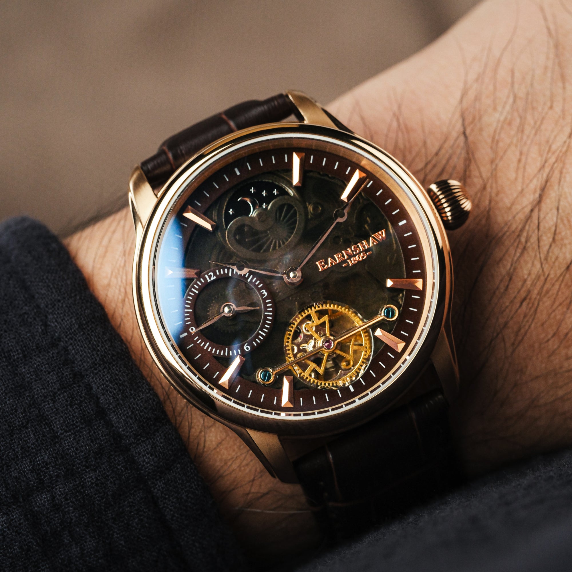 Cherry Brown Longitude Shadow Automatic – Thomas Earnshaw