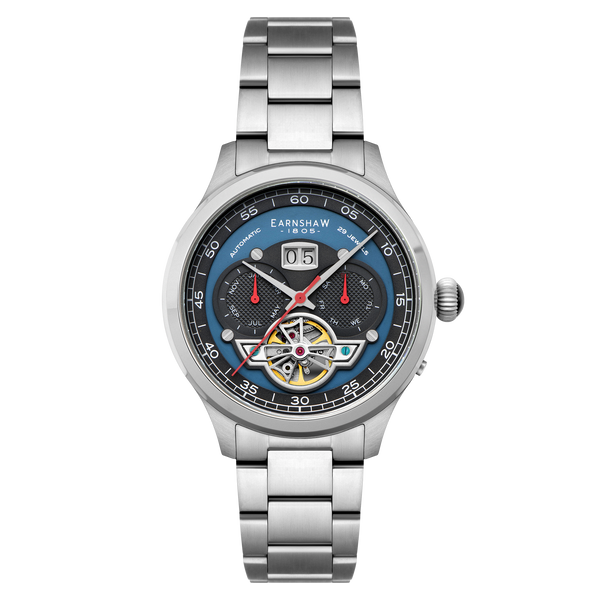 Morning Blue | Baron Grand Date Calendar Open Heart Automatic
