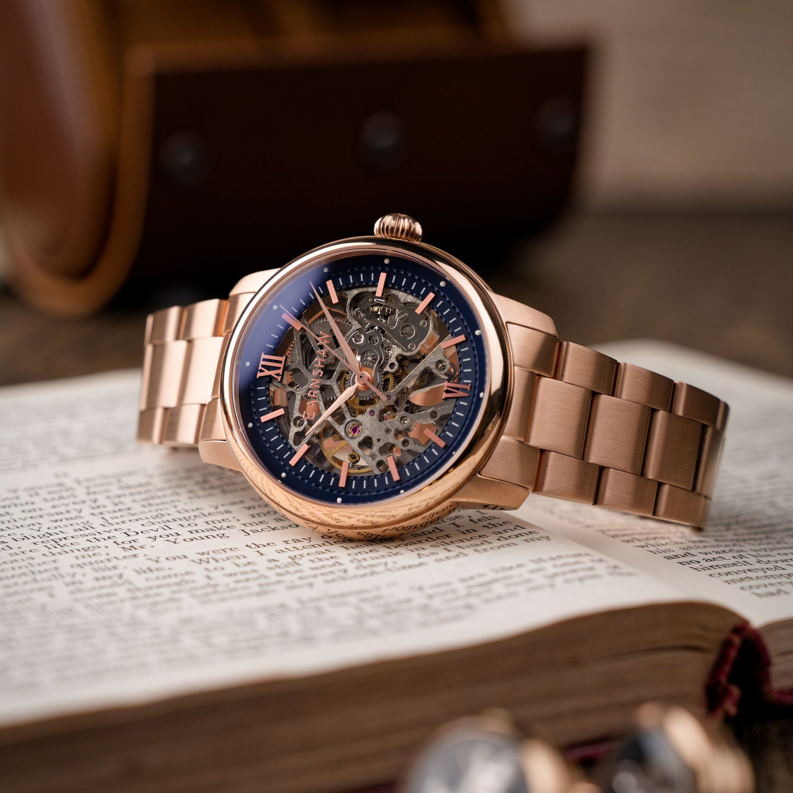 Rose gold skeleton watch store