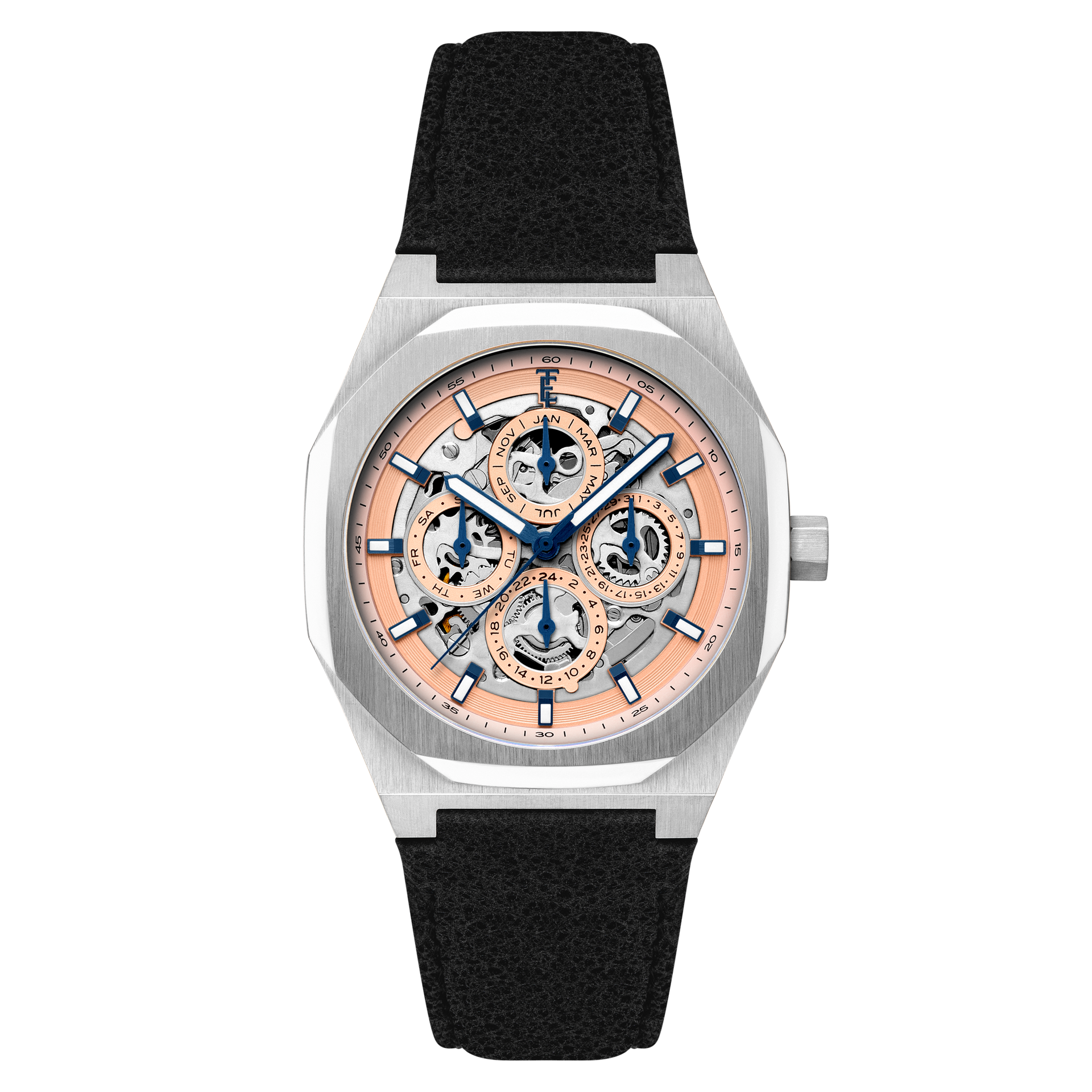 Sunset Salmon | Discovery Drake Triple Calendar Skeleton Automatic Sunset Salmon | Discovery Drake Triple Calendar Skeleton Automatic