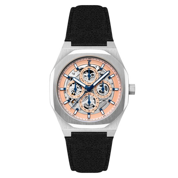 Sunset Salmon | Discovery Drake Triple Calendar Skeleton Automatic