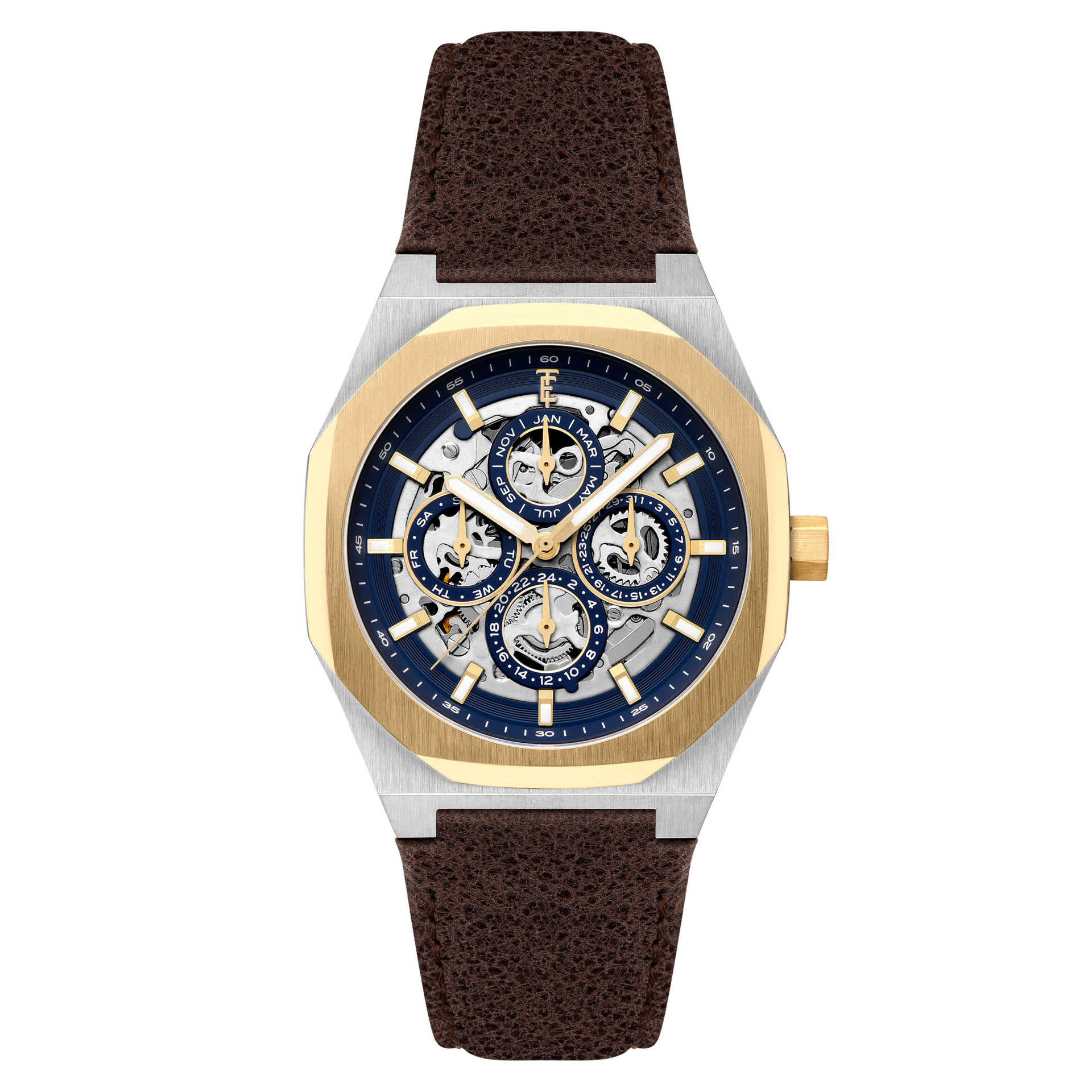 Steel Blue | Discovery Drake Triple Calendar Skeleton Automatic