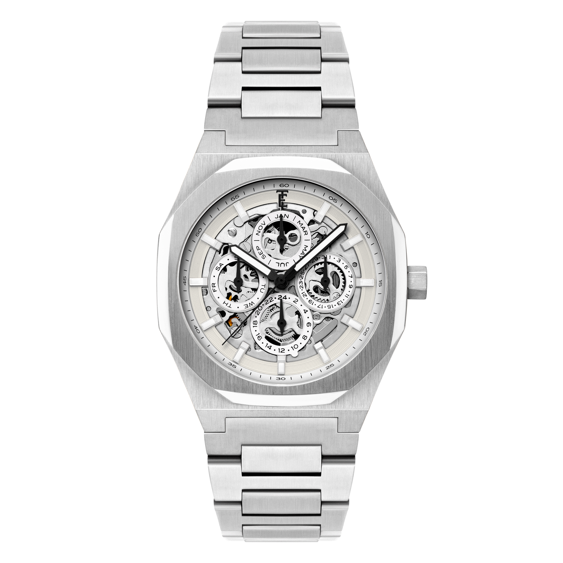 Ivory Whisper | Discovery Drake Triple Calendar Skeleton Automatic