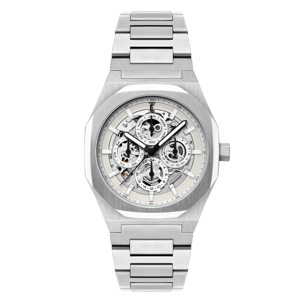 Ivory Whisper | Discovery Drake Triple Calendar Skeleton Automatic
