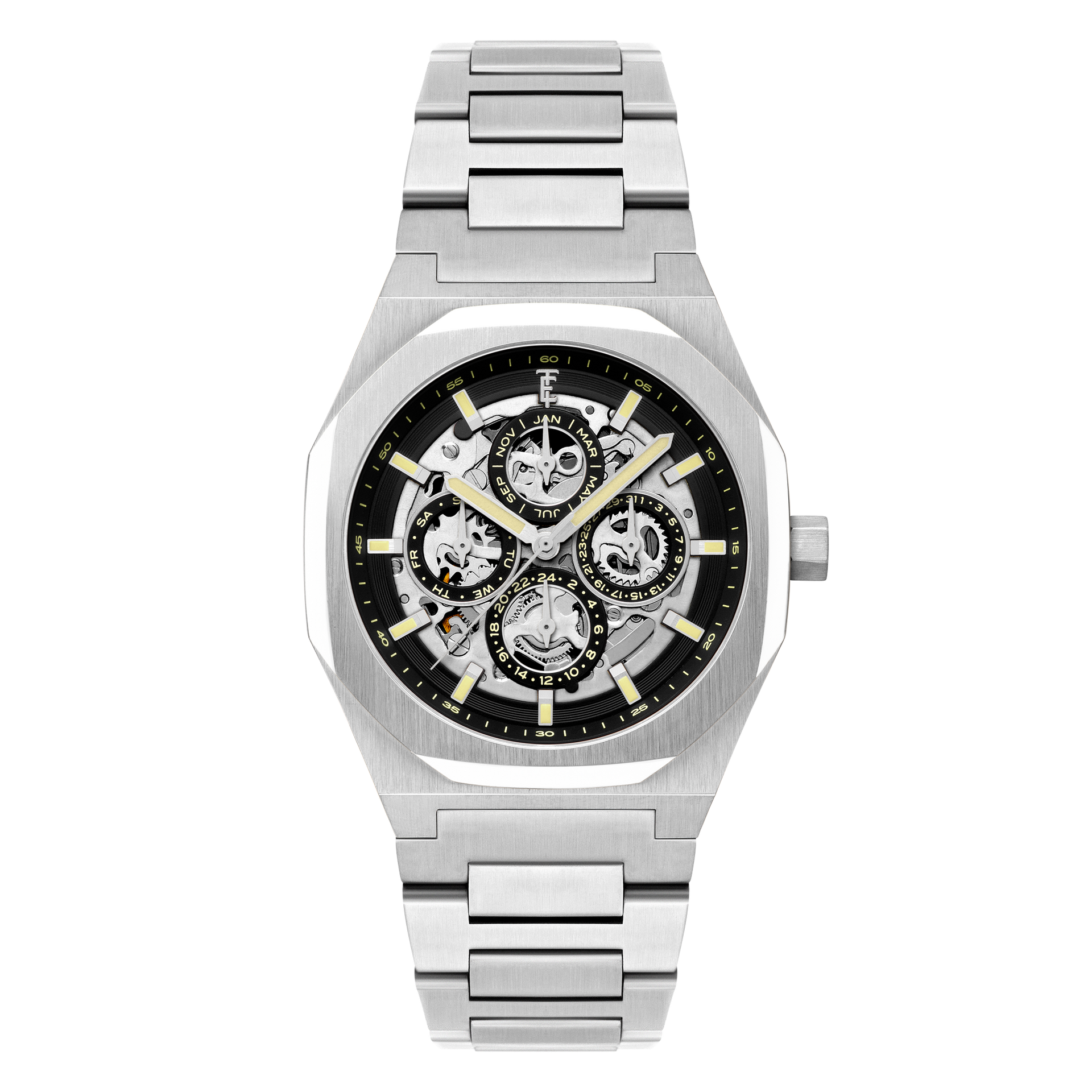 Shadowed Steel | Discovery Drake Triple Calendar Skeleton