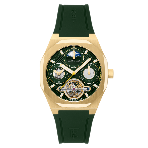 Basil Breeze | Discovery Drake Dual Time Date Open Heart Automatic