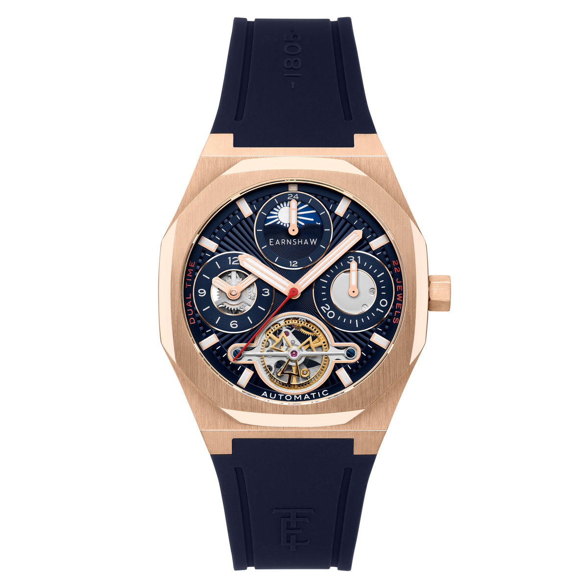 Cobalt Calm | Discovery Drake Dual Time Date Open Heart Automatic