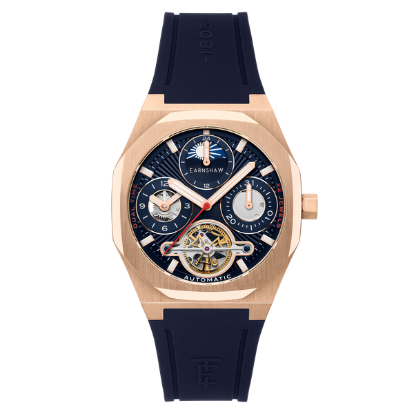Cobalt Calm | Discovery Drake Dual Time Date Open Heart Automatic
