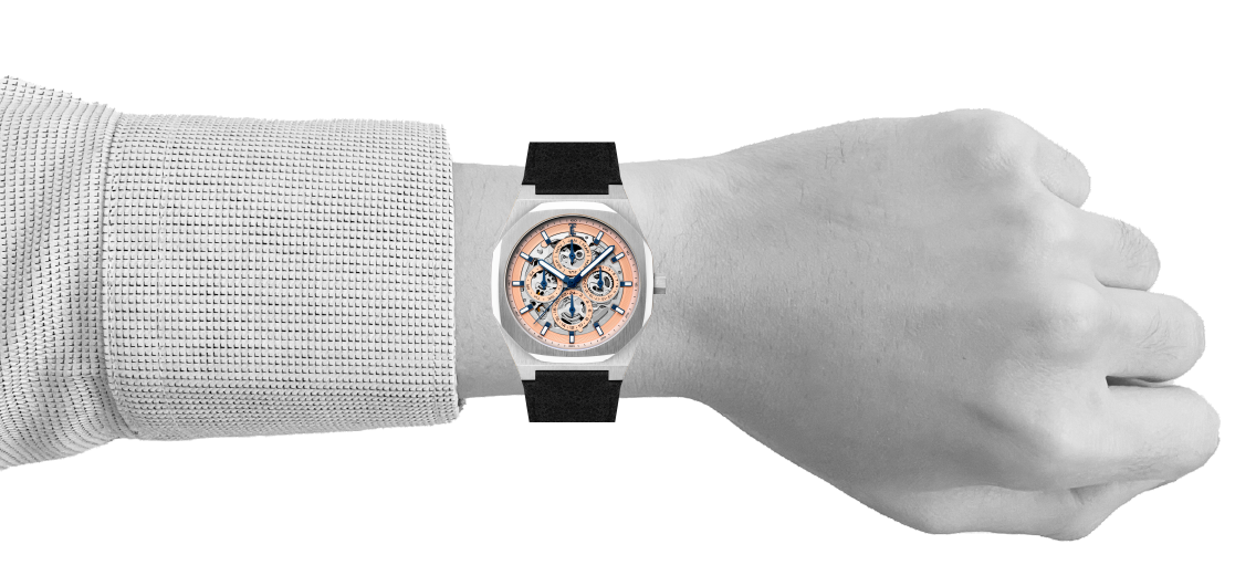 Sunset Salmon | Discovery Drake Triple Calendar Skeleton Automatic Sunset Salmon | Discovery Drake Triple Calendar Skeleton Automatic